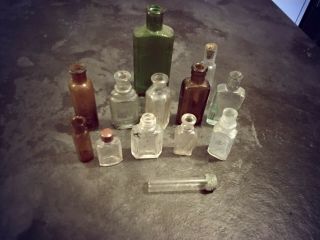 Antique Victorian Edwardian Miniature Shear Lip Poison Perfume Bottles X 13