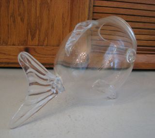 Open Mouth Fish Shaped Clear Glass Candy Dish Bowl Fishing Theme Rec Room Decor 3