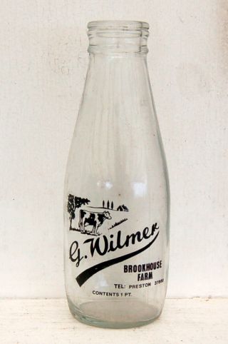 Milk Bottle : Lovely Old Wilmer (brookhouse) Preston Lancs.  : Dairy