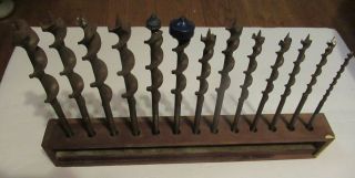 Vintage Craftsman 13 Piece Auger Drill Bit Set W/wooden Holder Handmade