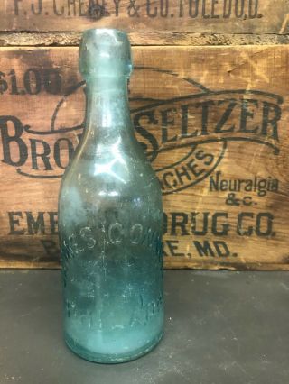 James Connor Philada Philadelphia Blob Top Squat Antique Soda Bottle