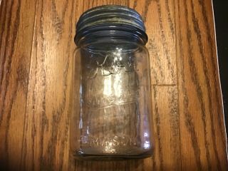 Vintage Kerr “self Sealing” Clear Mason Jar One Pint With Milk Glass Zinc Lid