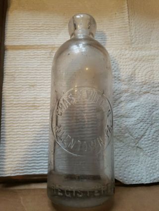 Allentown,  Pa/ Clear Hutch Beer Soda Bottle/ Chas.  Whitman/