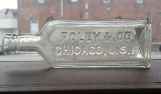 Vtg Foley & Co Chicago Usa Clear Glass Cork Top Antique Bottle Approx 5.  5 " Tall