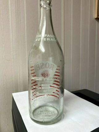 Vintage Soda Pop Bottle - Rose Beverage Co.  28 Oz - Johnston,  R.  I. 2
