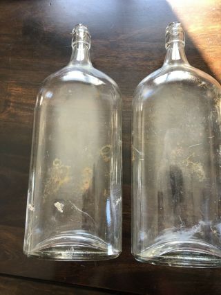 Set Of 2 Antique Bottles Clear Glass From 18th Century Nh Estate