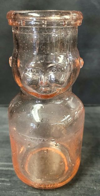Vintage Pink Depression Glass Baby Face Half Pint Milk Bottle