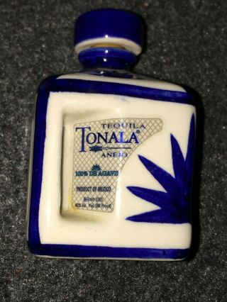 Tonala Tequila Anejo Hand Crafted Painted empty miniature 50ml bottle (empty) 2