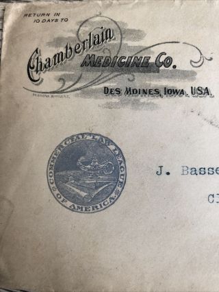 1897 Chamberlain Medicine Advertising Cover With Commercial Law League Agency