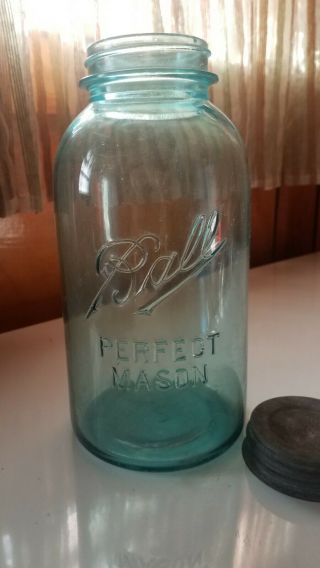 Vintage 1915 1923 Ball Perfect Mason Blue 1/2 Half Gallon Canning Jar Mold 2