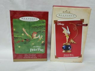 Hallmark Keepsake Ornament Disney Tinkerbell 2002 (rotates) And Peter Pan 2000