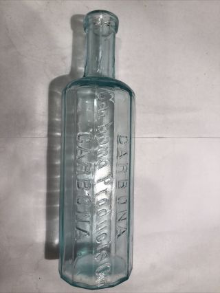 Vintage Carbona Products Co Medicine Bottle Apothecary 12 Sided Applied Lip Aqua