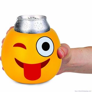 Crazy Winking Emoji - Drink Can Bottle Beer Soda Cooler Foam Cooler - Bigmouth