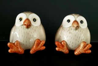 Vintage Fitz & Floyd " Spotted Owl " Salt And Pepper Ceramic Shakers 1978 Japan