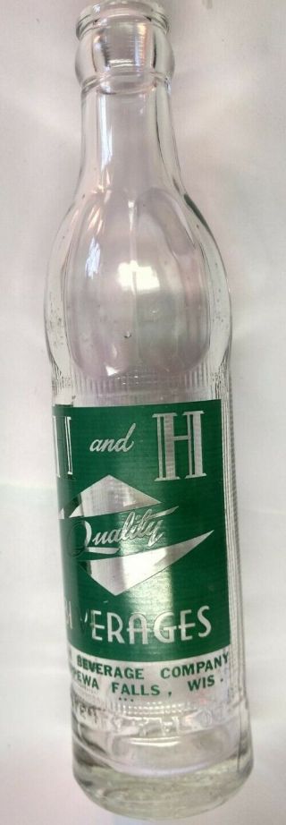 1959 Chippewa Falls H & H Acl Deco Soda Water Bottle Wisconsin