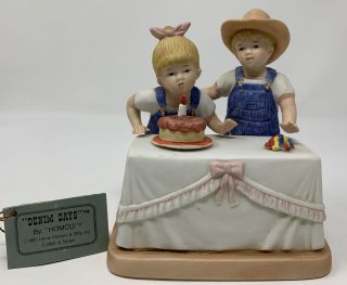 Denim Days ”happy Birthday” Danny & Debbie Porcelain Figurine W/ Tag 1985 Homco
