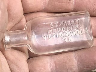 Small Antique Bottle—lehman Druggist Tottenville Staten Island