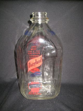 Vintage Dairyland Half Gallon Glass Bottle For Deliveries