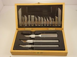X - Acto Xacto Knife Set,  Vintage,  Made In Usa,  Wooden Box