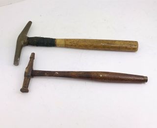 Vintage G.  W.  Mount P8 Brass Tack Hammer With Magnetic And Steel Tip Set Of 2