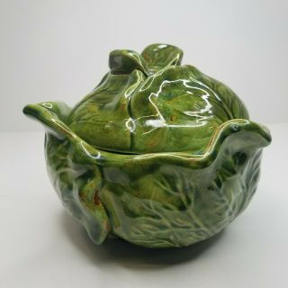 Holland Mold Lettuce Cabbage Bowl Dish With Lid Green