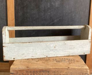 Vintage Antique Handmade Wooden Tool Box Primitive Shabby Chic 22.  5”x4.  7”