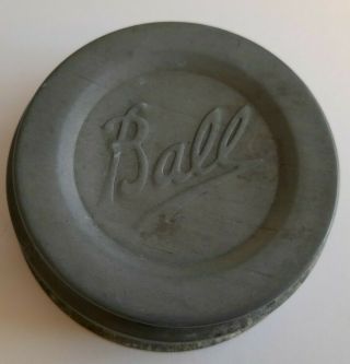 Antique Rare,  Ball (big B Logo) Zinc Small Regular Mouth Zinc Porcelain Lid