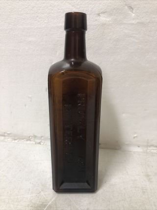 Vintage Antique Brown “prickly Ash Bitters Co.  ” Amber Glass Bottle St.  Louis