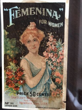 1890s Femenina Womens Tonic Medicine Advertising Card Memphis Tn