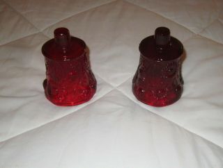 Set Of 2=vintage Ornate Red Glass Pegged Candle Votive Cup Home Interior Floral