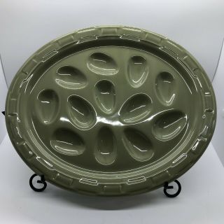 Longaberger Pottery Sage Green Egg Plate Platter Retired
