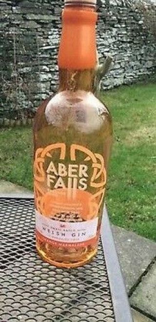Empty Aber Falls Welsh Marmalade Gin Bottle - Orange Glass