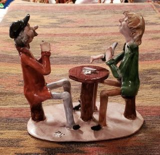 Vintage Plaster Figurines Playing Cards - Hand Painted - Poli