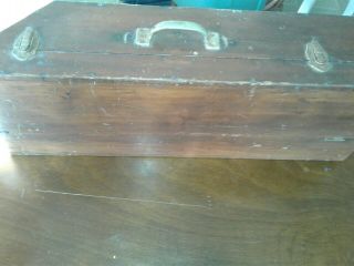 VINTAGE LARGE Wooden Carpenter ' s Tool Saw Box Carry Case With drawer 3