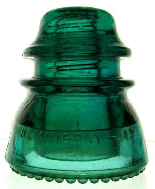 Cd 154 Green Aqua Hemingray - 42 Antique Glass Telegraph Insulator