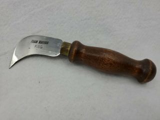 Rare Keen Kutter K65 Curved Blade Wood Handle Leather Cutting Knife Tool