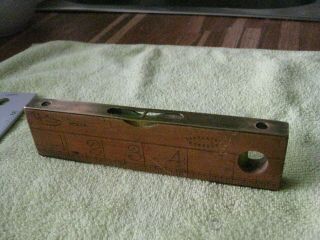 Vintage 6 " J Rabone And Sons No 1372 Brass And Wood Spirit Level And Ruler