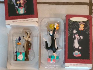 Hallmark Looney Tunes ornaments Sylvester,  Tweety,  Road Runner,  Wile E.  Coyote 2