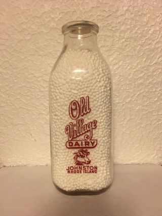 Old Village Dairy Johnston Rhode Island Quart Milk Bottle