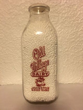 Old Village Dairy Johnston Rhode Island Quart Milk Bottle 2
