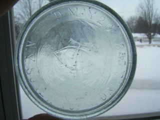 Antique Canning Jar Lid Glass Cover N.  Y.  Screw Top 1885