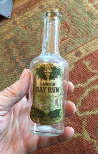 Antique Larkin Co Buffalo Bay Rum Bottle W/ Label