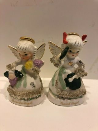 Old Collectible Napco Angel Figurines - November And March Angels
