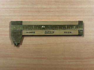Vintage Lufkin No.  014 Boxwood Brass In/out Caliper Ruler Made In England