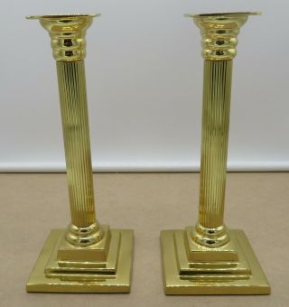Pair Valsan Brass Candle Sticks Holders Made In Portugal 7.  5 " Tall