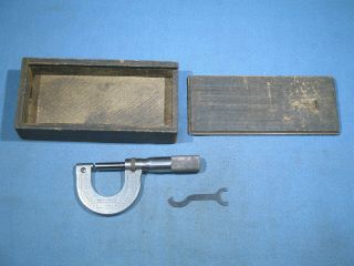 Antique Brown & Sharpe No.  8 Micrometer 0 - 1 " In Wood Case Pat.  Dec 30 1902