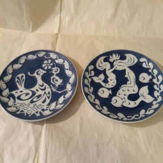 2 Royal Copenhagen Mors Dag Mothers Day Blue & White Plates - 1975 & 1976