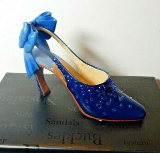 Just The Right Shoe " Forever Yours " Blue Rhinestone Slingback Curved Heel