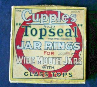 Vintage Box Cupples Top Seal Jar Rings No.  20 - 15 Rings