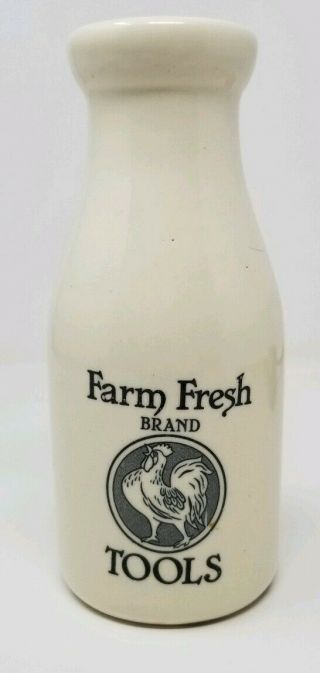 Farm Fresh Brand Tools Ceramic Milk Bottle Vase Country Rooster Chicken Dairy